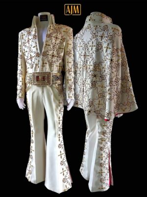 White Conquistador Jumpsuit , Belt and Cape